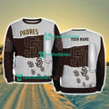 San Diego Padres MLB Sporty Color Custom Name Christmas Ugly Sweater Gift For Fans