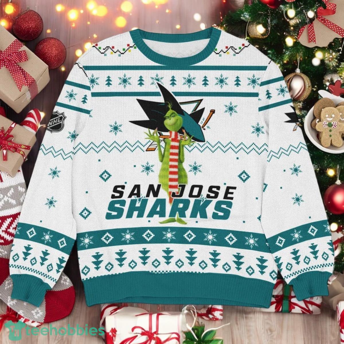 San Jose Sharks NHL Grinch Ugly Christmas Sweater Team Holiday Christmas Gift