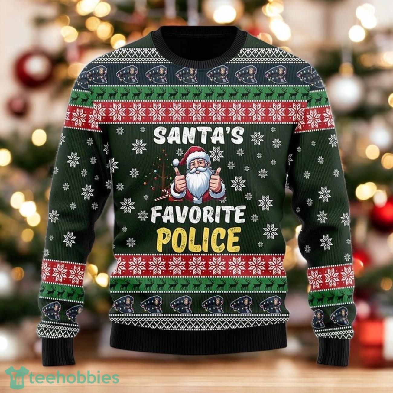 Santa’s Favorite Police Ugly Christmas Sweater Funny Law Enforcement Xmas Sweater