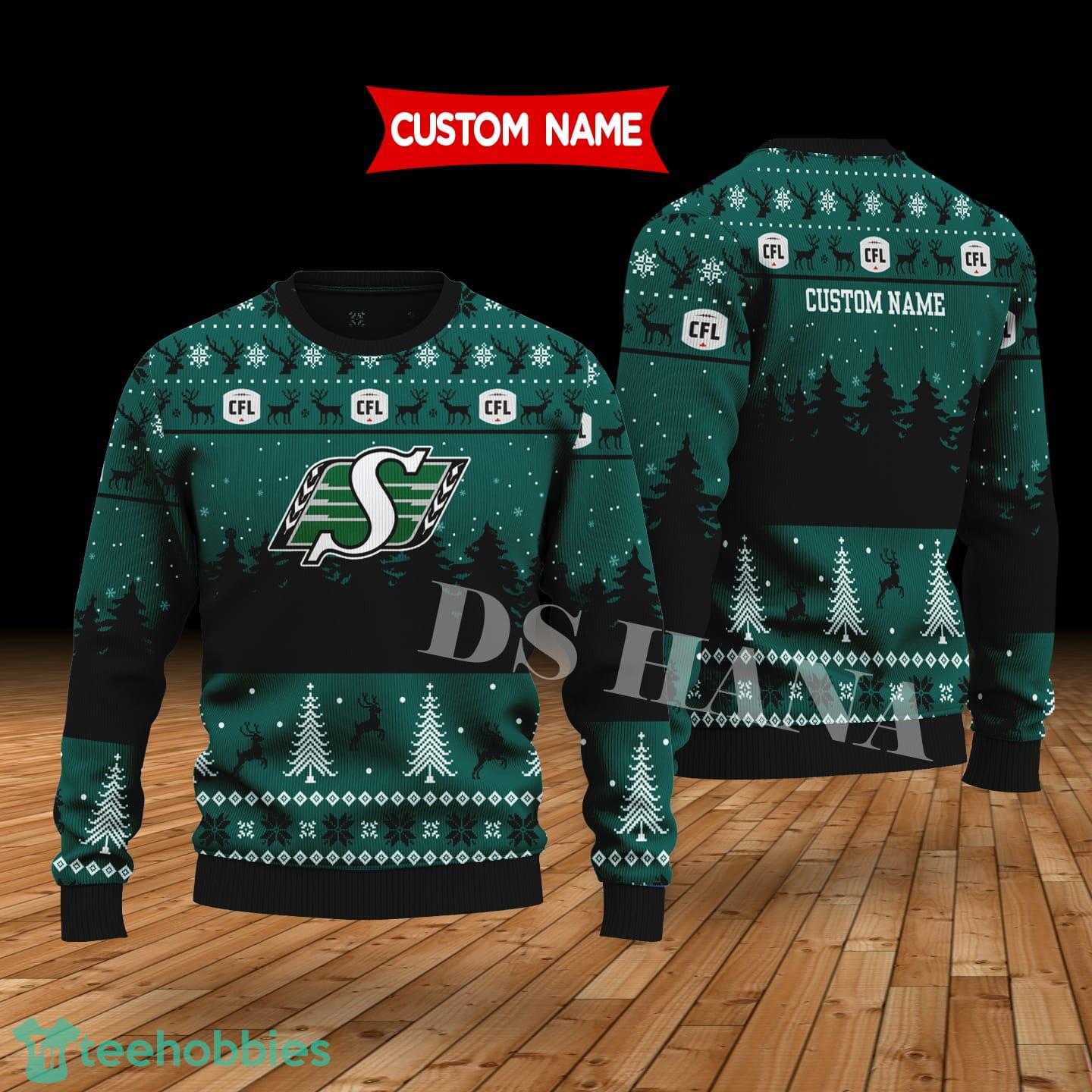 Saskatchewan Roughriders Custom Name Merry Xmas Sweater For Soccer Sport Team’s Fans Sweater