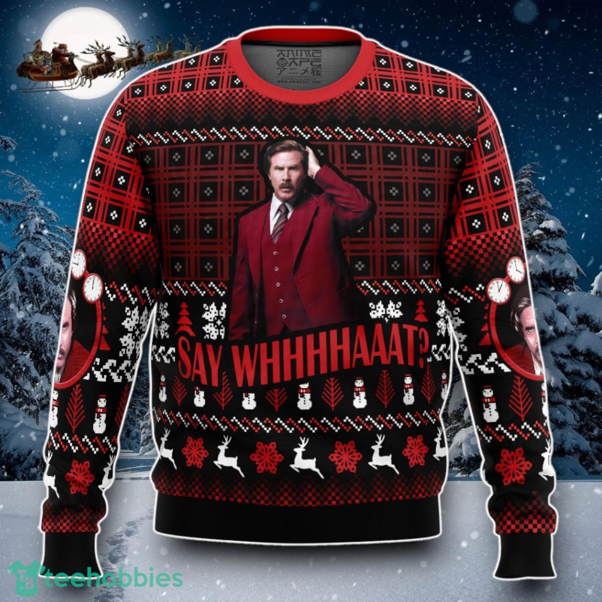 Say Whhhhaaat Anchorman Ugly Christmas Sweater Special Gift