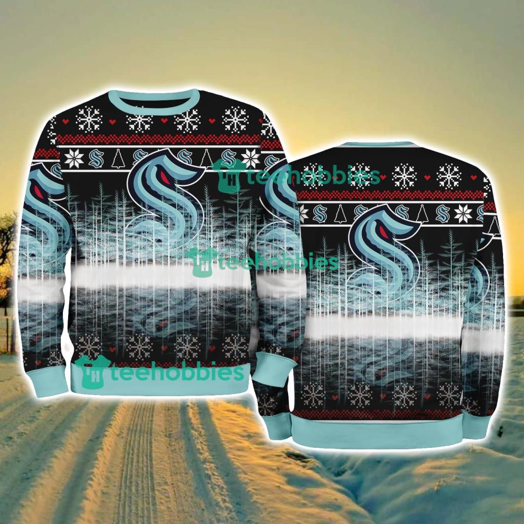 Seattle Kraken Logo Brand Pine Tree Christmas Pattern Christmas Ugly Sweater
