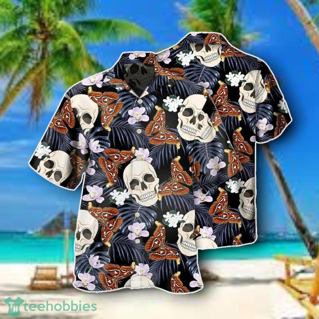 Skull And Moths Tropical Style Hawaiian Shirt Style Gift