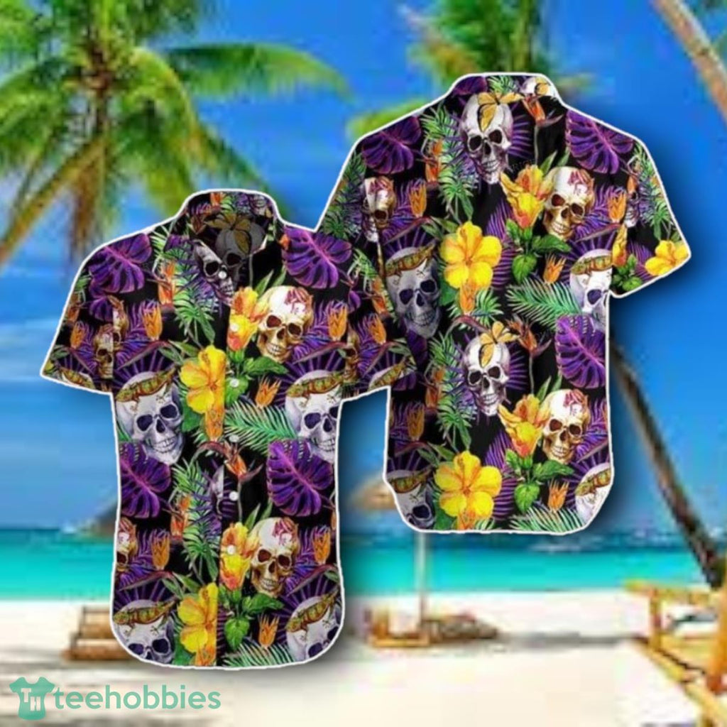 Skull Flower Fresh Print Hawaiian Shirt Style Gift