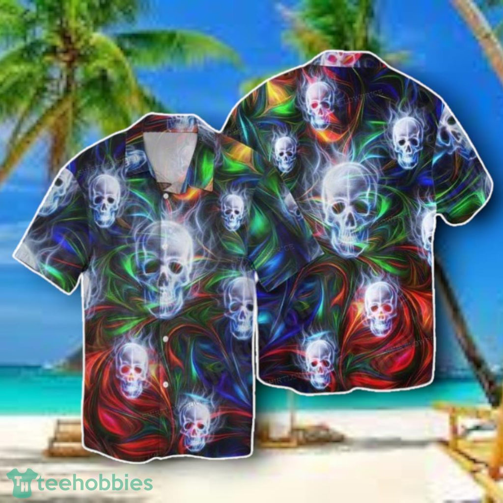 Skull Neon Hawaiian Shirt Style Gift