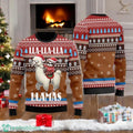 Sloth Riding Llama Ugly Christmas Sweater Lla-Lla-Lla Llamas Holiday All Over Print 3D Sweater