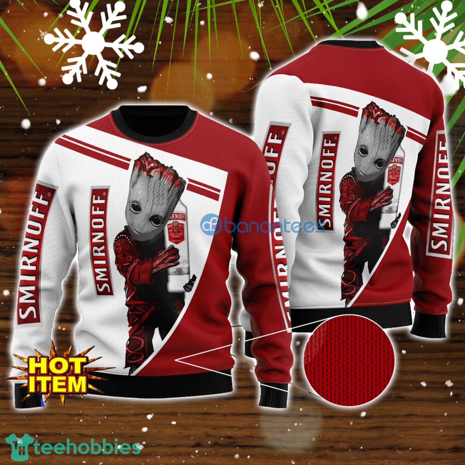 Smirnoff Vodka And Baby Groot 3D Ugly Christmas Sweater For Men And Women Christmas Gift