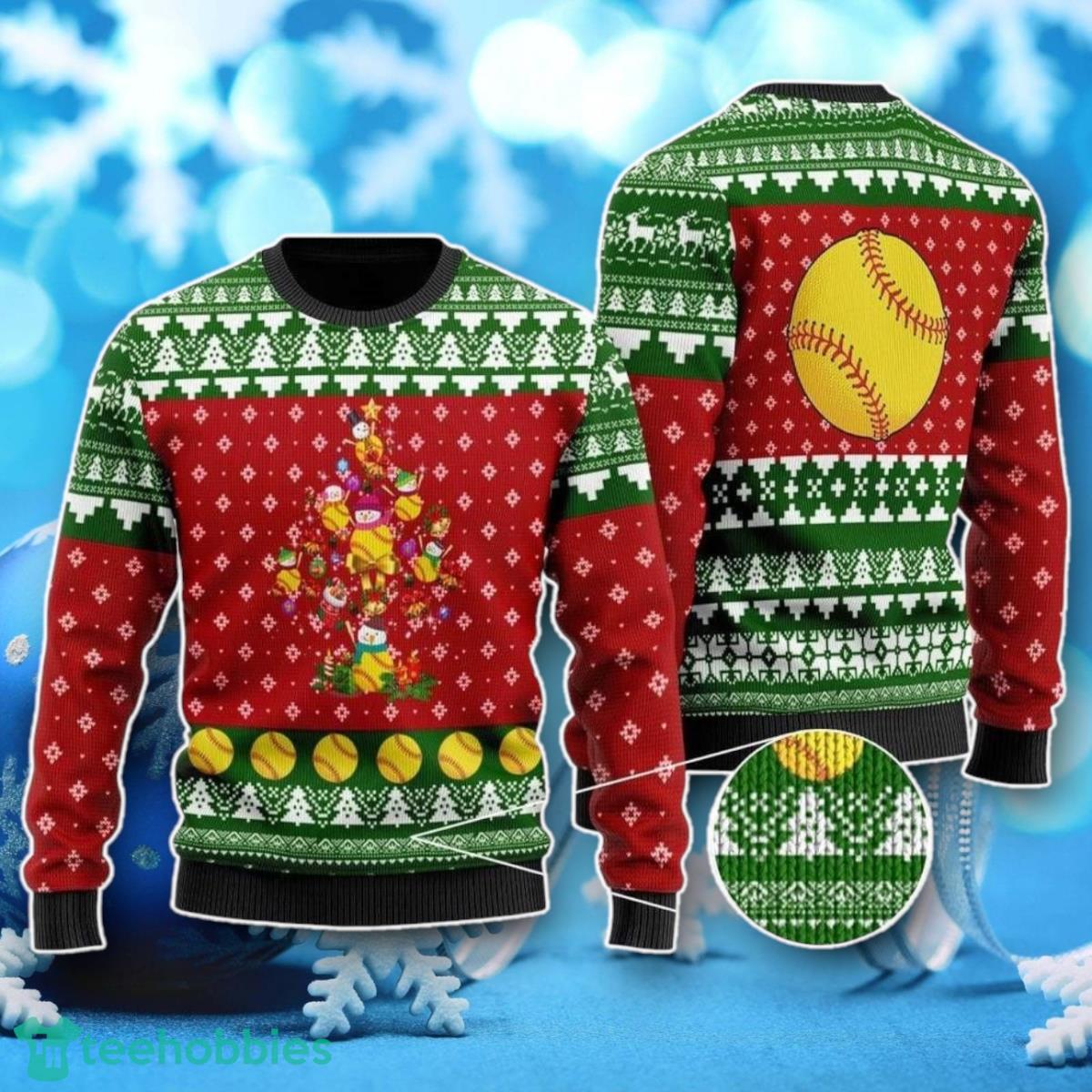 Softball Christmas Tree Ugly Christmas Sweater Unique Gift For Men Women