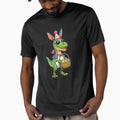 funny easter dinosaur with sunglasses and a basket of colored eggs ,Happy Easter,Easter Humor,Easter Day,funny easter design by Expressions-Sel