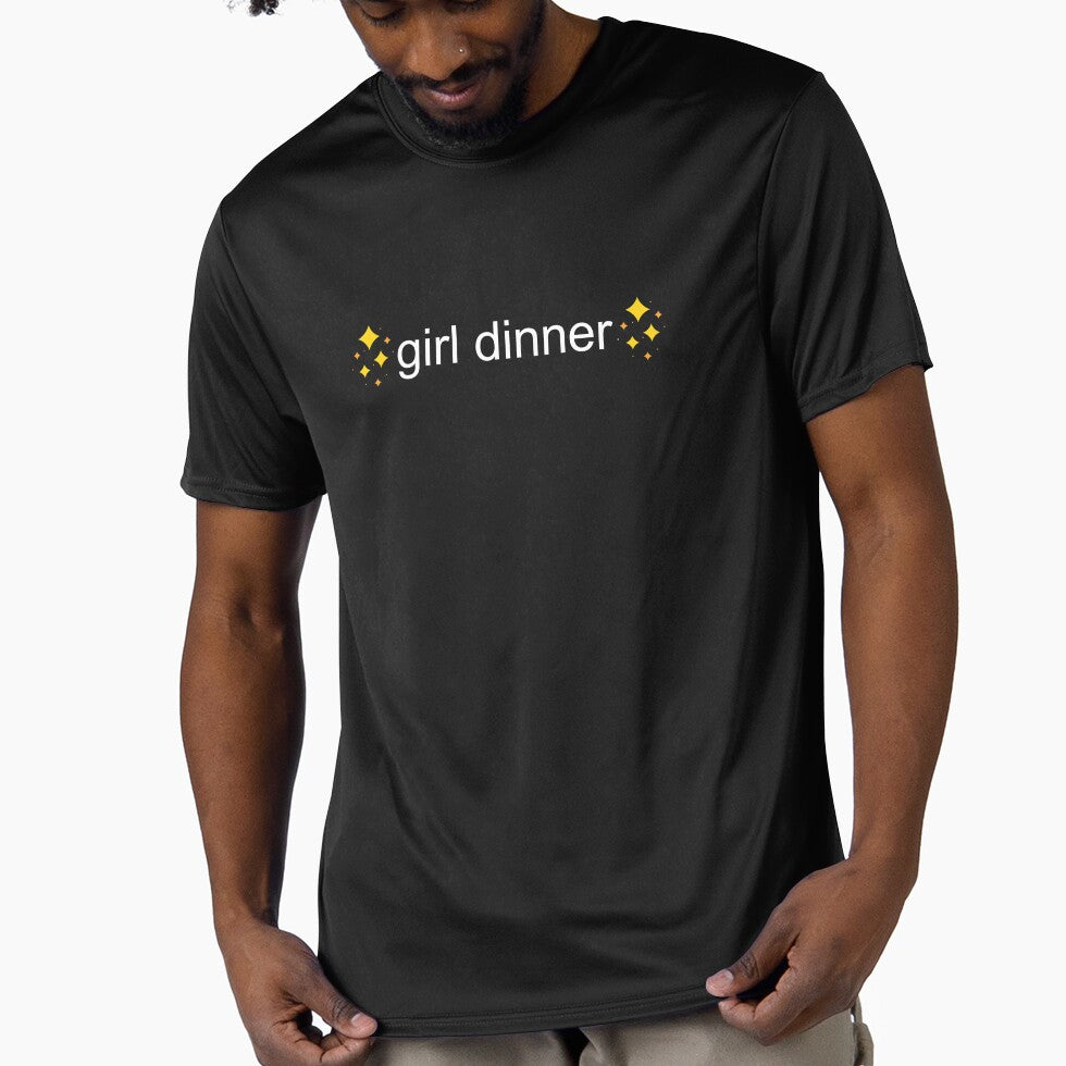 girl dinner tiktok viral white text starry by EmeraldeaArt