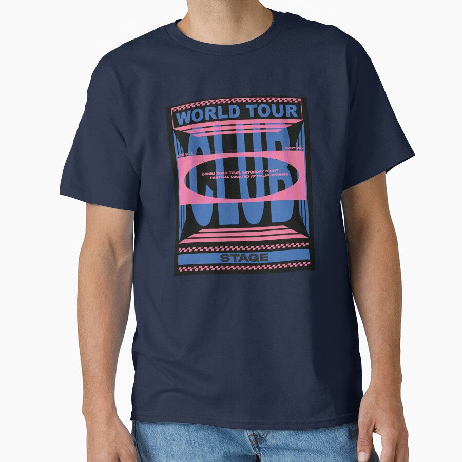 World Tour Club Stage Festival Palm Springs Denim Road Tour T-Shirt by Atique Creations