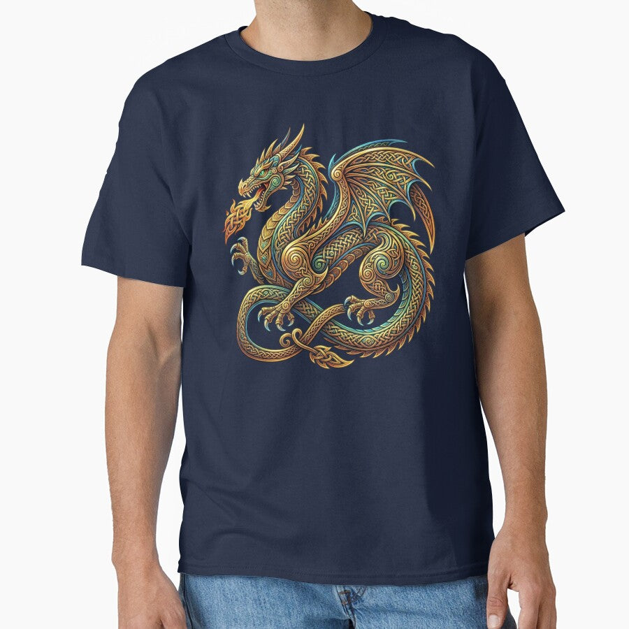 Celtic Dragon Gold Teal Fire S-Curve by Johan Proud Blade