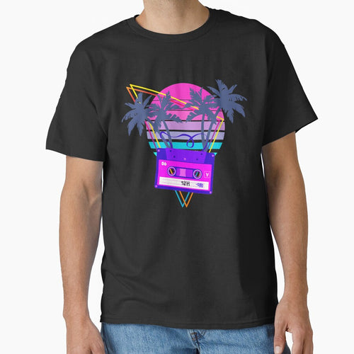 90s Vaporwave Sunset Cassette Tape in Outrun Synthwave style design by D-C-Designs