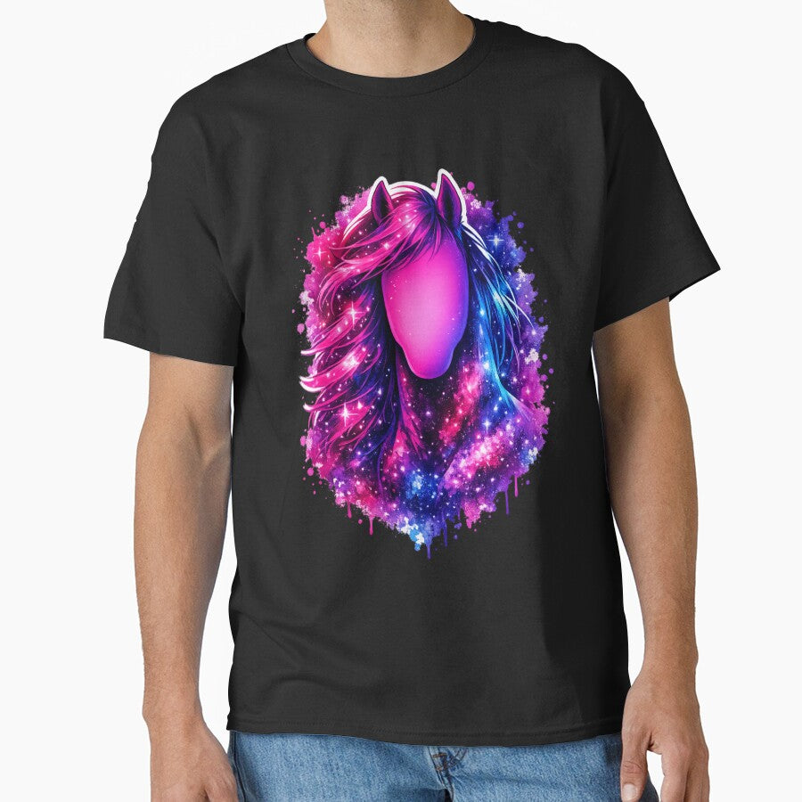 Cosmic Galaxy Horse – Neon Mane Watercolor Fantasy Art by ArtoryWorks