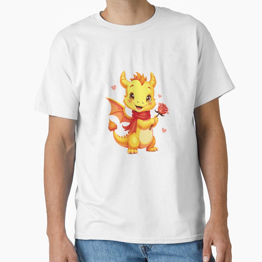 Adorable Yellow Dragon Holding a Rose by Bebrowny