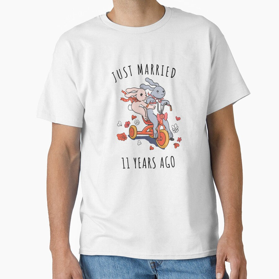 Just Married 11 Year Ago - 11th  Anniversary Couple Bunnies Tee, Phone Cases And Other Gifts by MemWear