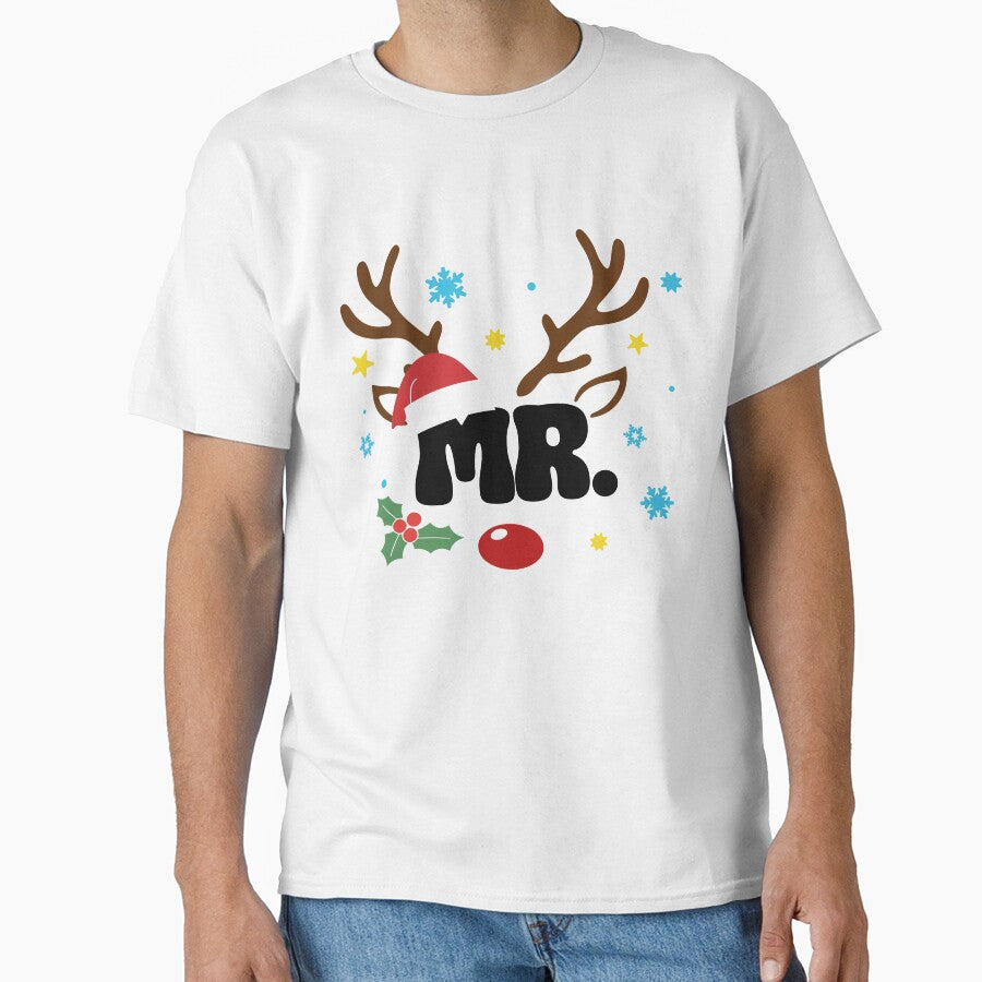 Mr And Mrs Claus Christmas Couples Matching | Reindeer Santa Hat | by MonkaDesigns