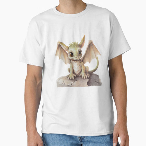 Adorable Baby Dragon Perched on a Rocky Ledge by CuteopiaGallery