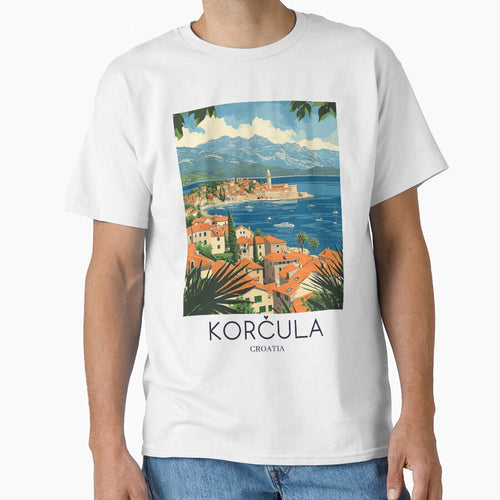 A Pop Art Travel Print of Korčula - Croatia by StudioRedKoala