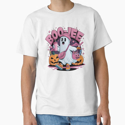 A 3D vector illustration of a t-shirt with a spooky yet adorable ghost by MRFEZOO2030