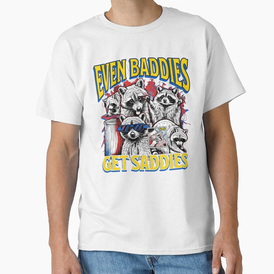 Even Baddies Get Saddies Raccoon Squad Funny Trash Panda Art by Kitkin
