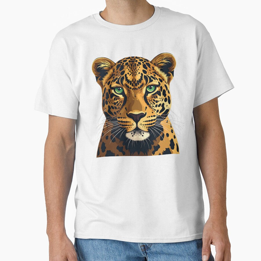 Golden Leopard Portrait – Minimalist Big Cat Design by SpeedProduction