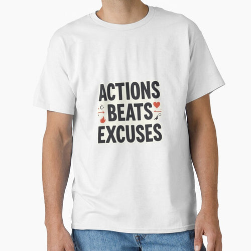 Actions Beats Excuses Motivation Quote by ThePixelAndPine