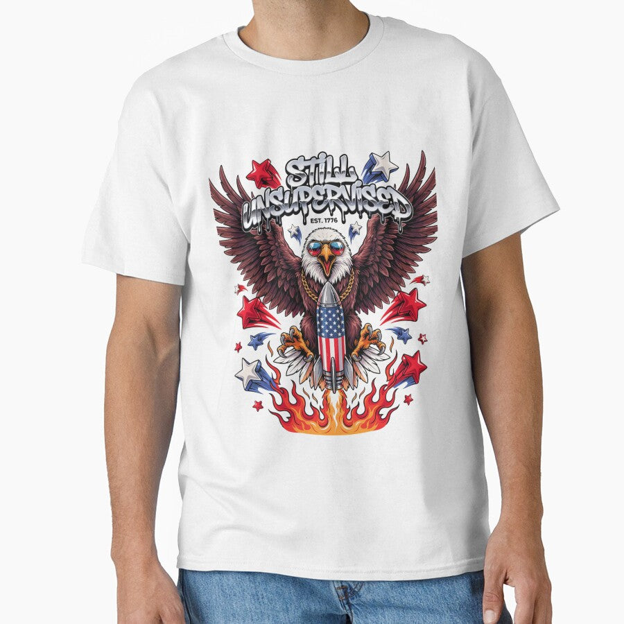 Still Unsupervised Gangster Eagle Gold Chain Rocket Tee v3 by DarylWelsh2024