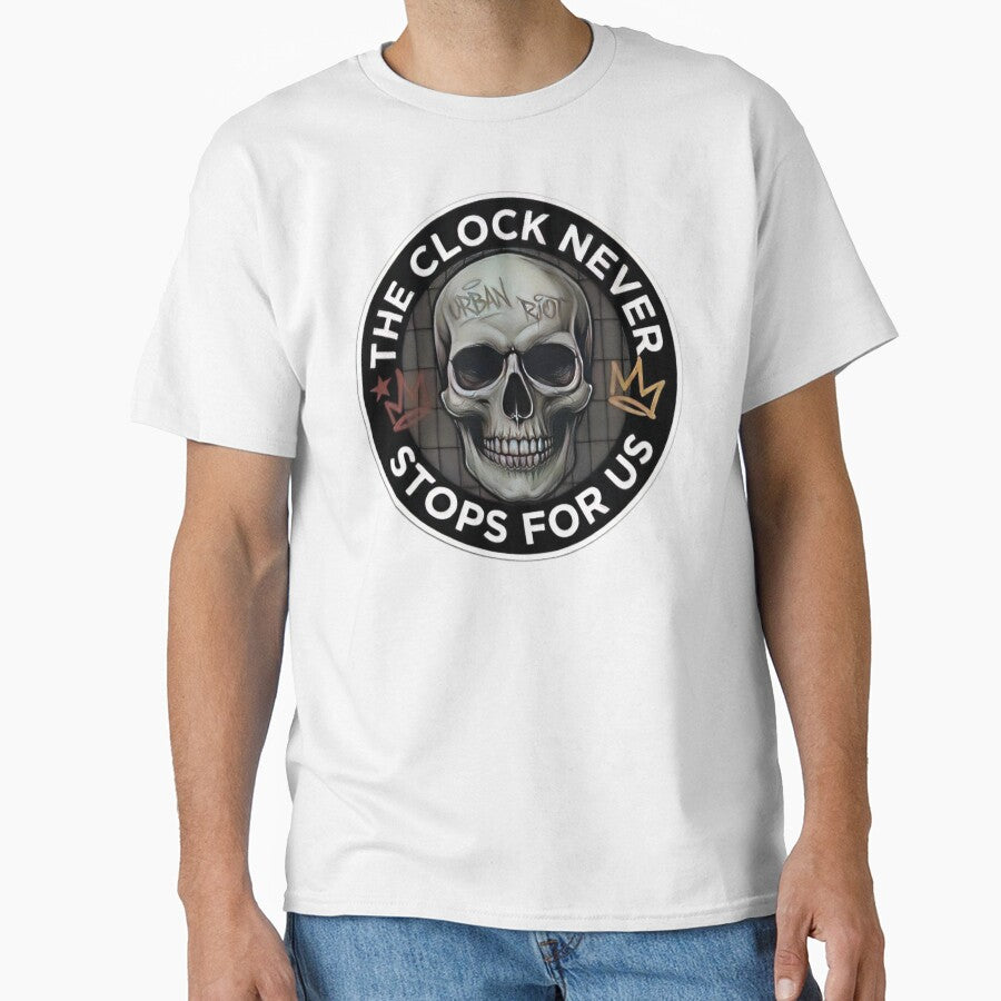 The Clock Never Stops For Us - Urban Skull Streetwear Graphic by apex.vibe