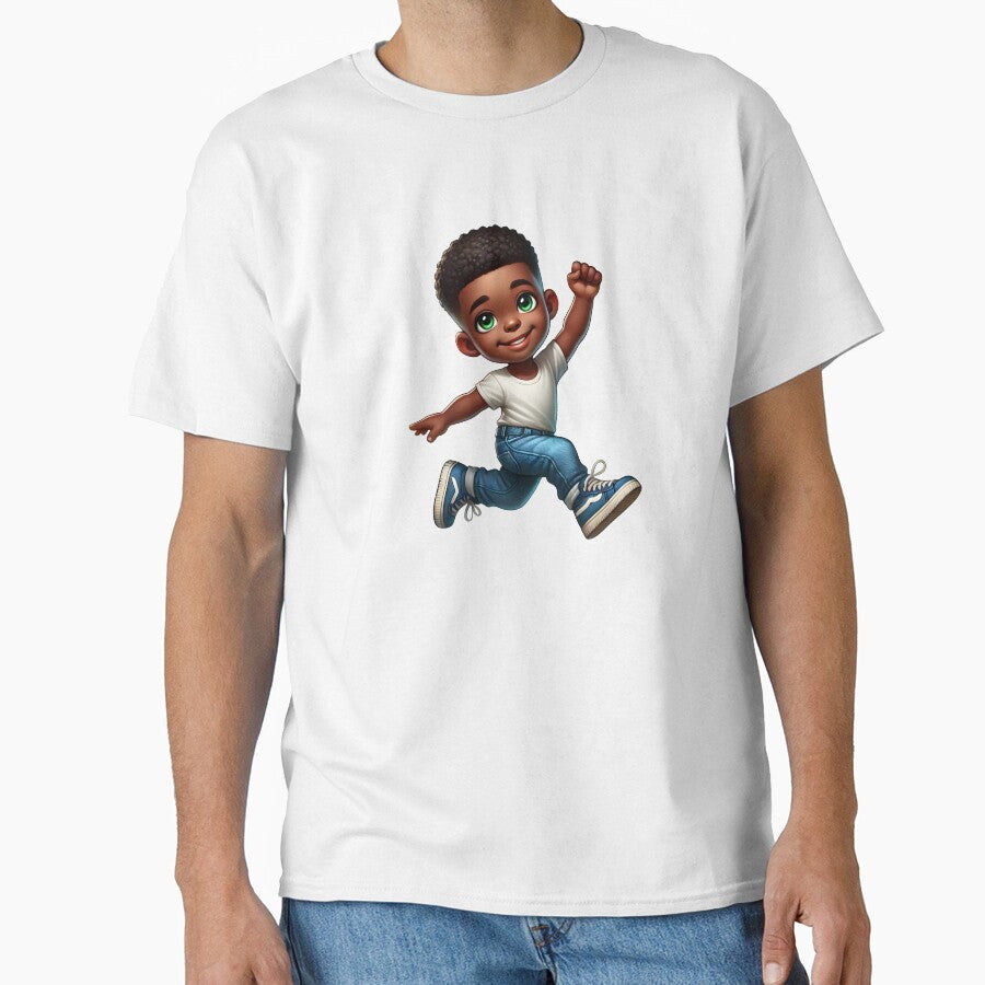 Happy Melanin Boy Running – Cute Energetic Kid Illustration by Lulunza