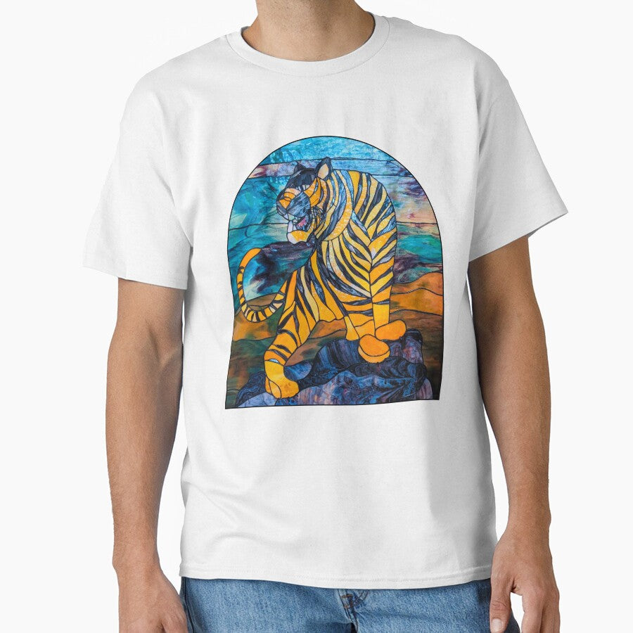 Tiger Stained Glass Window | Tiger Printed | Tiger Art Graphic | Tiger Japanese Art by KonnichiwaStore
