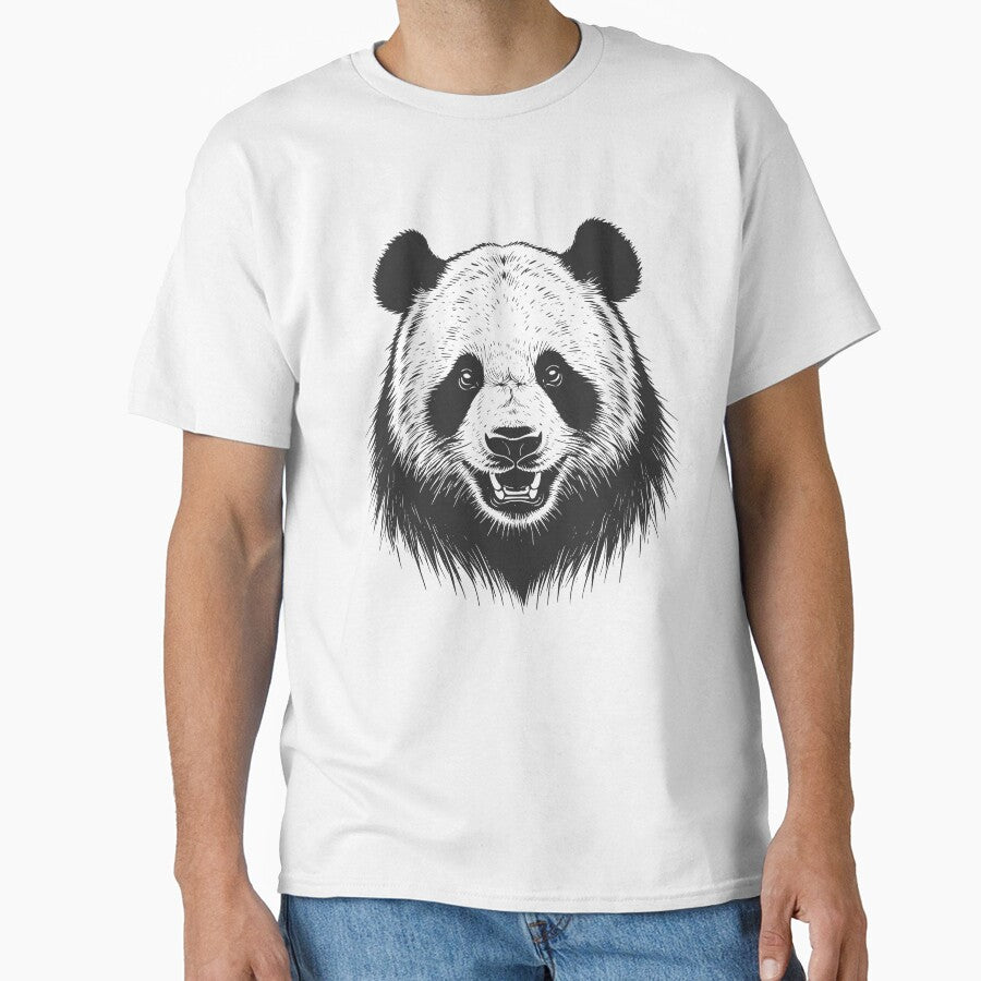 Giant Panda Bear Face Drawing by dfunky