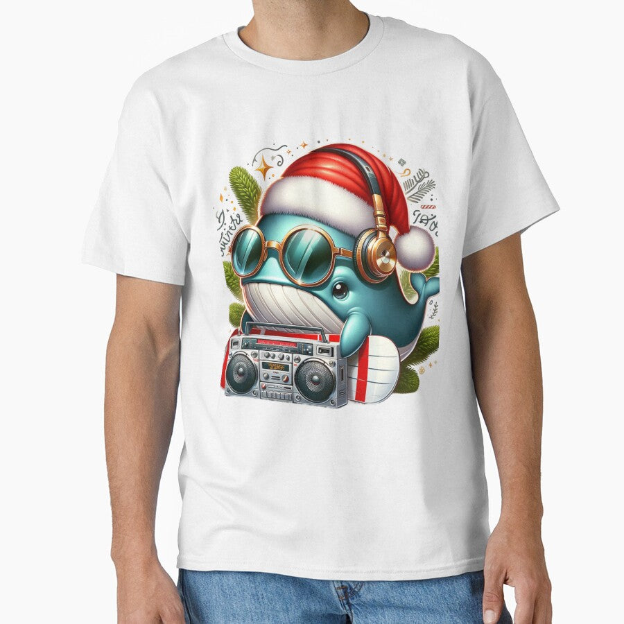 Yuletide Tunes - Cheerful Whale Ready to Party by ArtFeverShop