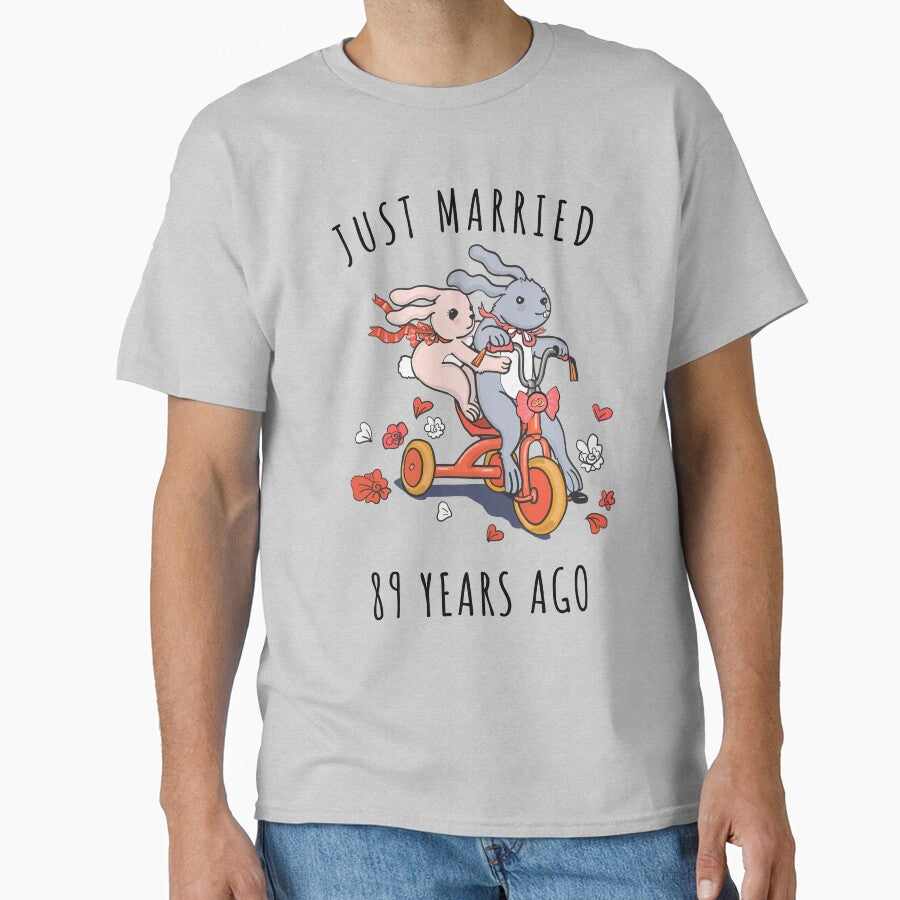 Just Married 89 Years Ago - 89th Anniversary Couple Bunnies Tee, Phone Cases And Other Gifts by MemWear