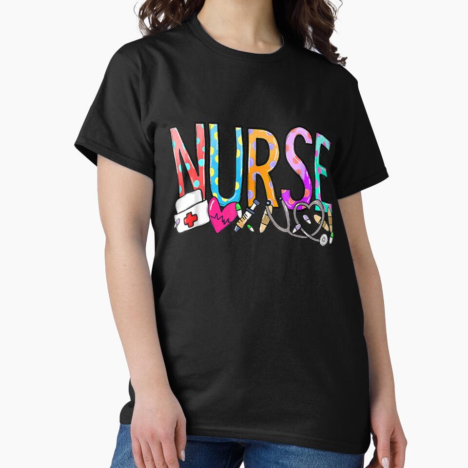 Womens T Shirts Nurse Life Heartbeat Design Nurses Day Week 2025 Tees for Women by KTY-NUSS