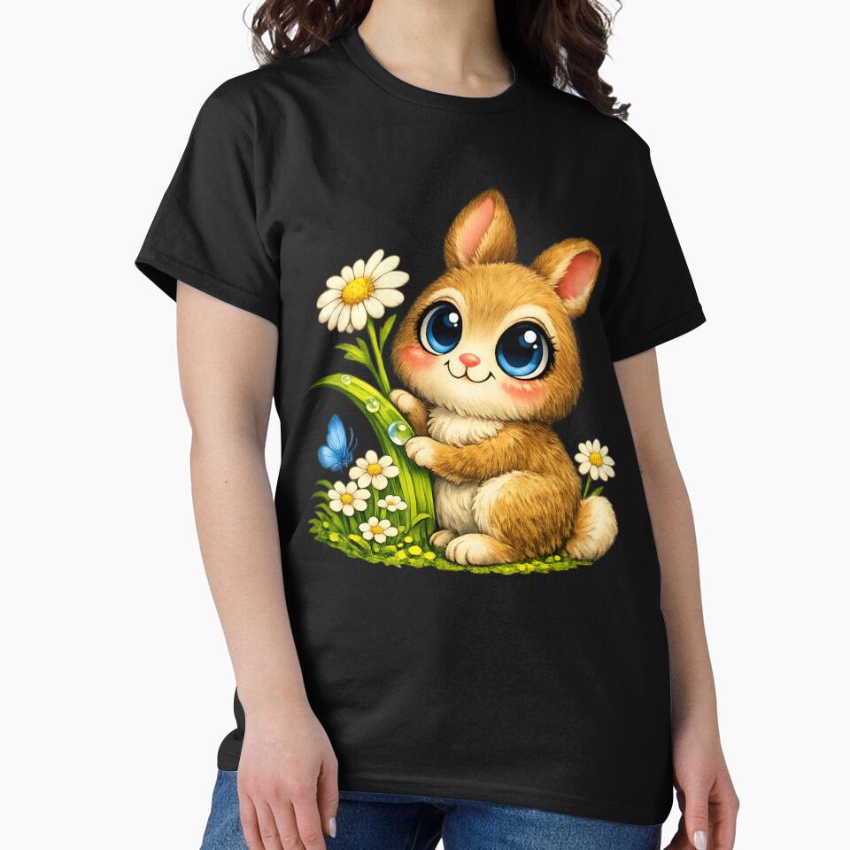 Cute bunny bunny on a flower meadow by MyPersonalShirt