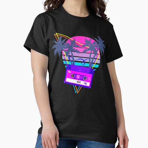 90s Vaporwave Sunset Cassette Tape in Outrun Synthwave style design by D-C-Designs