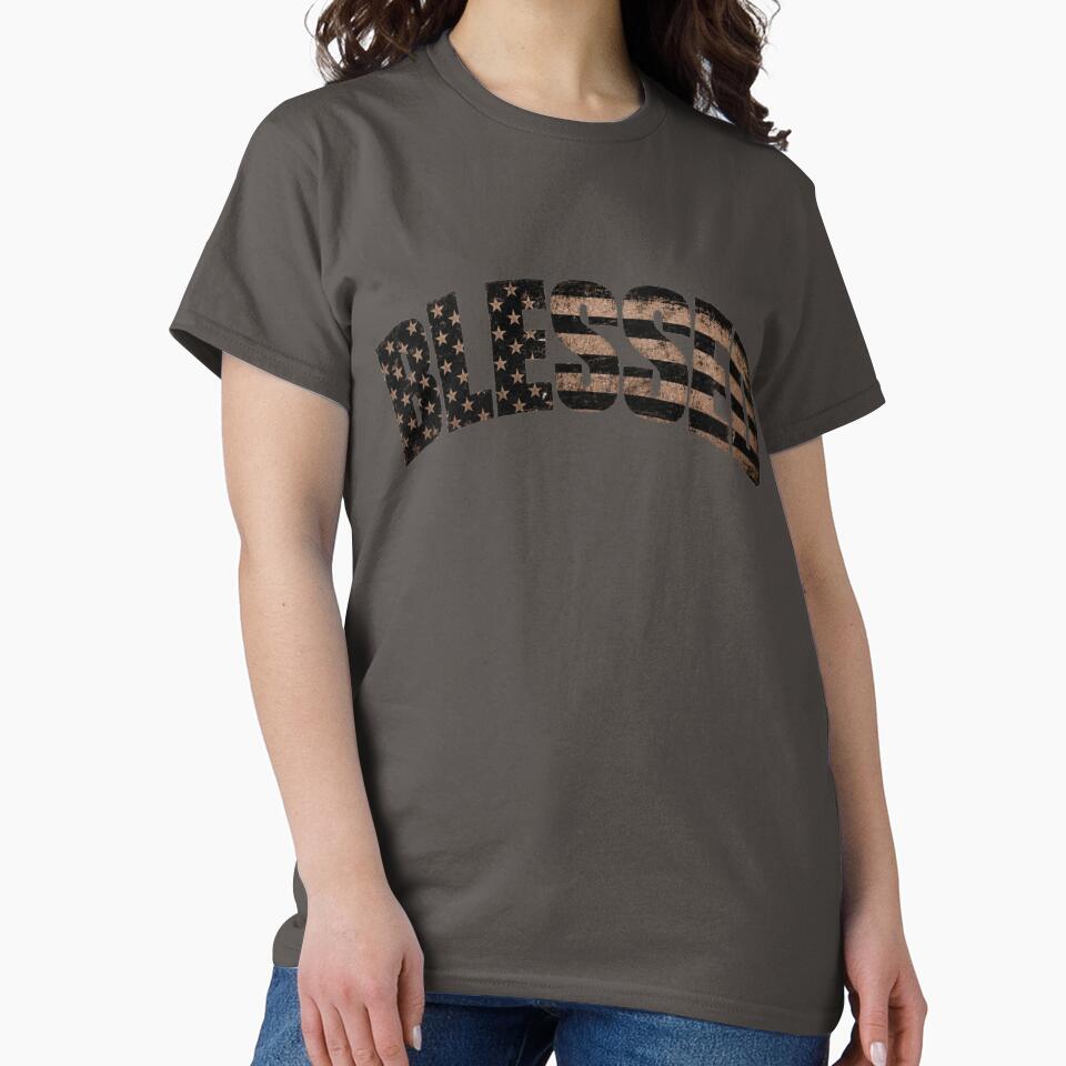 Blessed Distressed American Flag Arch | Patriotic Christian Vintage T-Shirt Design by Diesel outlaw