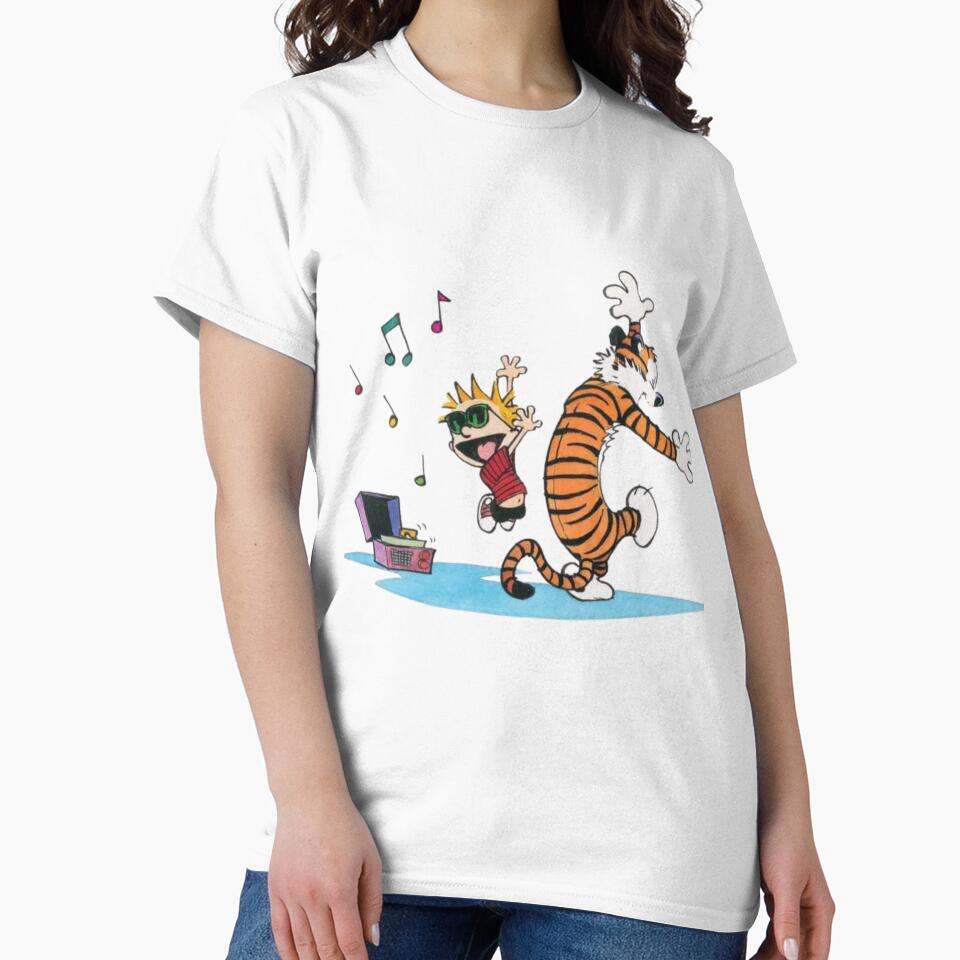 Calvin And Hobbes Dance Party – Retro Comic Duo & Music Vibes Illustration by pellamfeferr