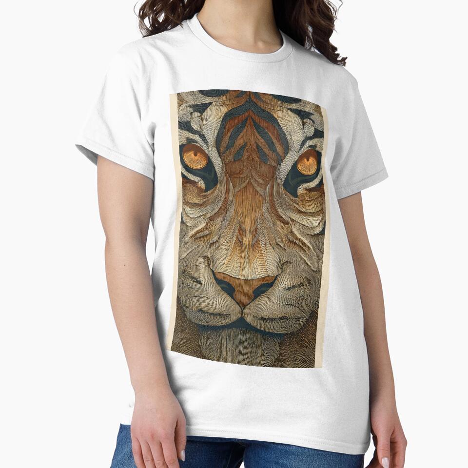Psychedelic Tiger Face Art | Trippy Engraved Tiger | Boho Earthy Animal Poster by ayatstudio