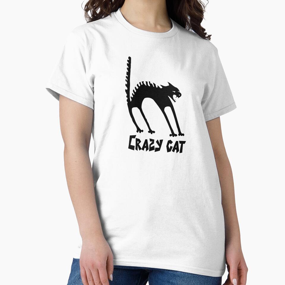 Crazy Cat – Funny Black Cat Retro Illustration Sticker by CozyLineStudio