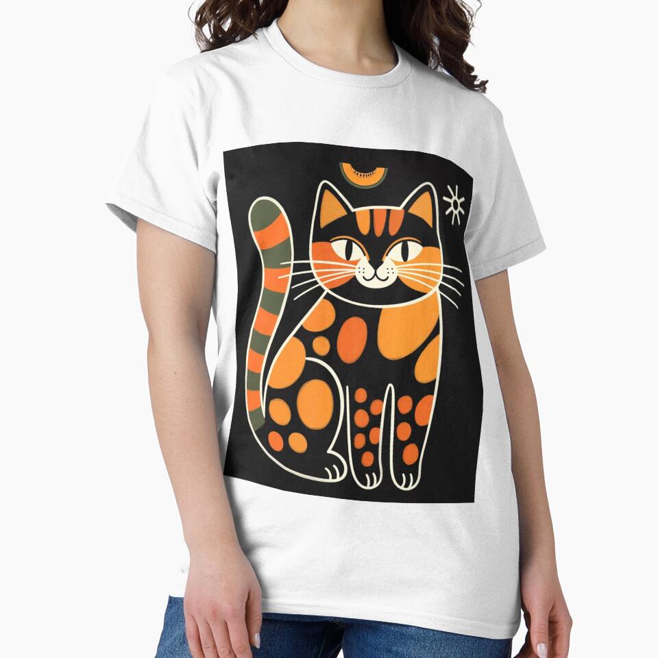 Chunky Cantaloupe Scandinavian Folk Cat by ZunZunArt