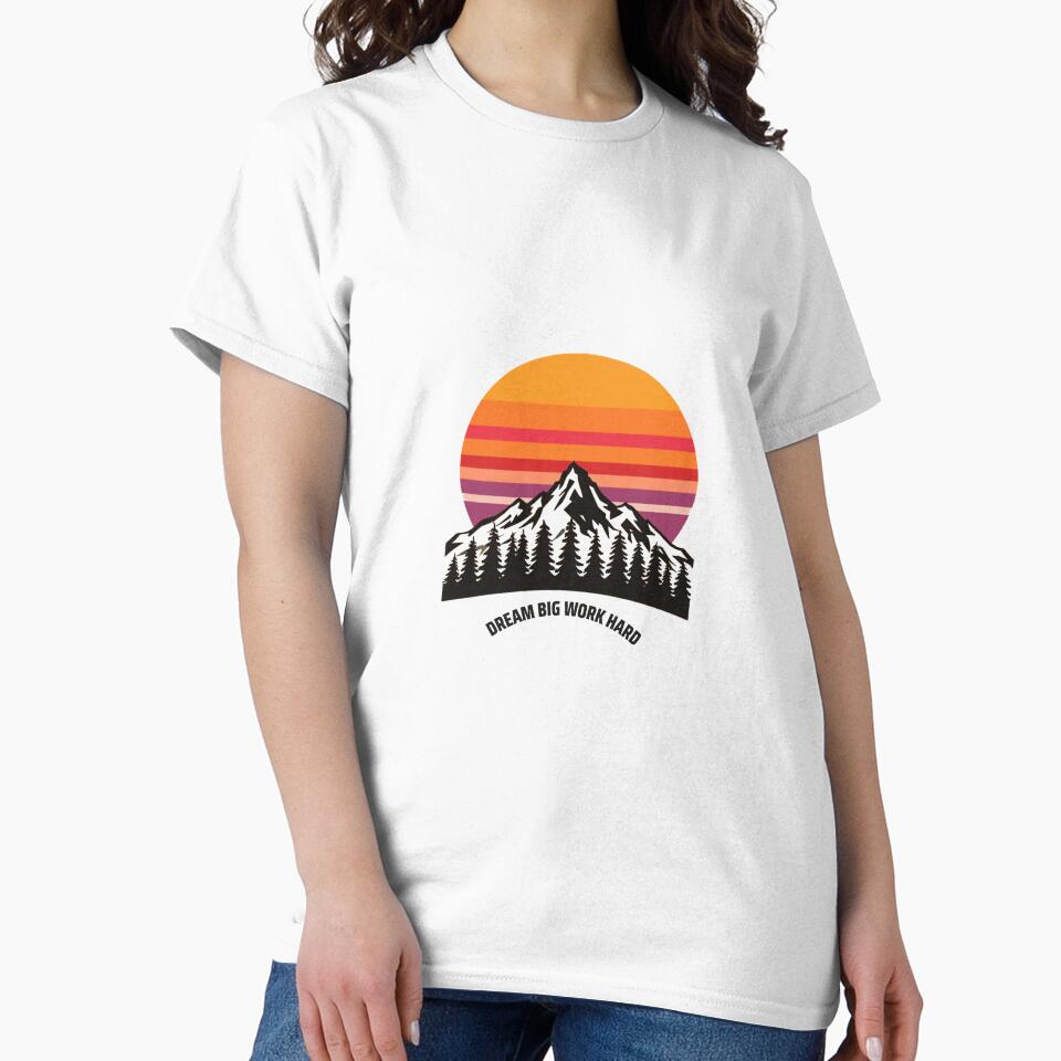 Dream Big Work Hard Retro Mountain Sunset by MuffinMeng ⭐⭐⭐⭐⭐