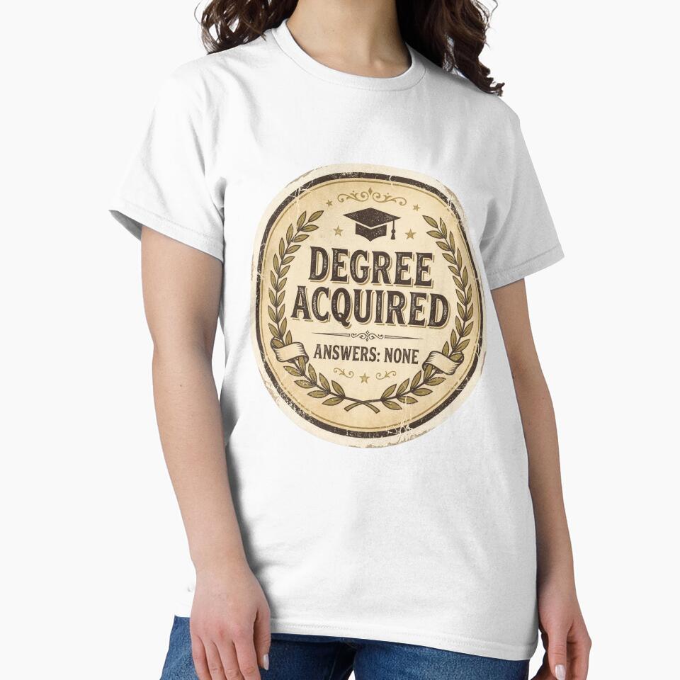 Degree Acquired Answers None – Funny Vintage Graduation Gift by StillWildink