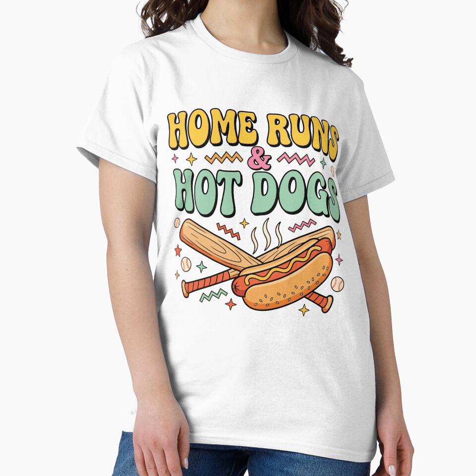 Home Runs and Hot Dogs Retro Baseball Kids Gift by KroghDs