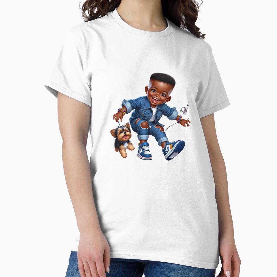Happy Boy and Dog Cartoon Drawing | Stylish Kid Art by Lulunza