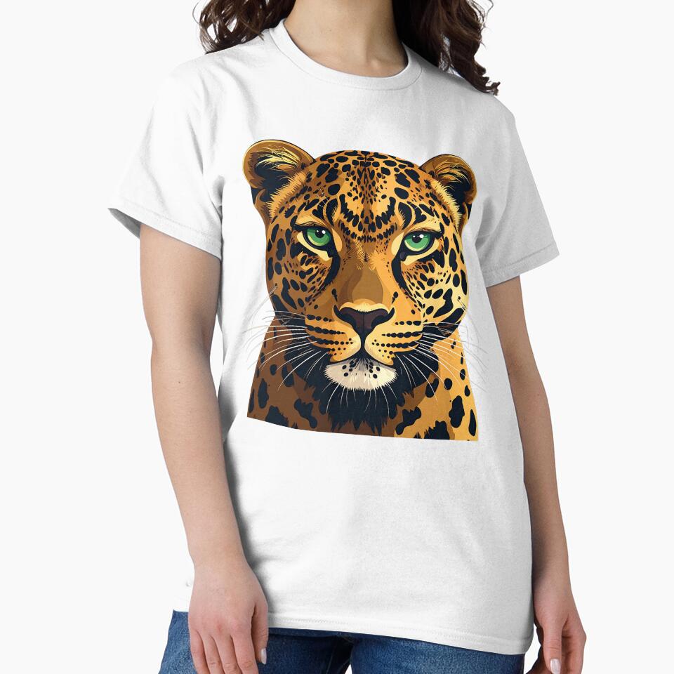 Golden Leopard Portrait – Minimalist Big Cat Design by SpeedProduction