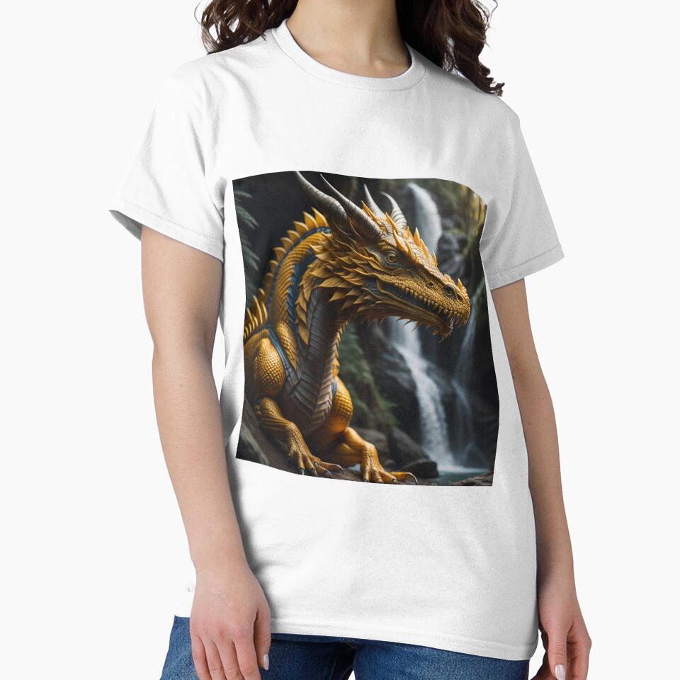 Golden Dragon By Cascading Waterfall by EnchantedVista