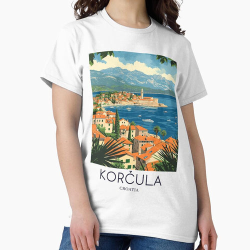 A Pop Art Travel Print of Korčula - Croatia by StudioRedKoala