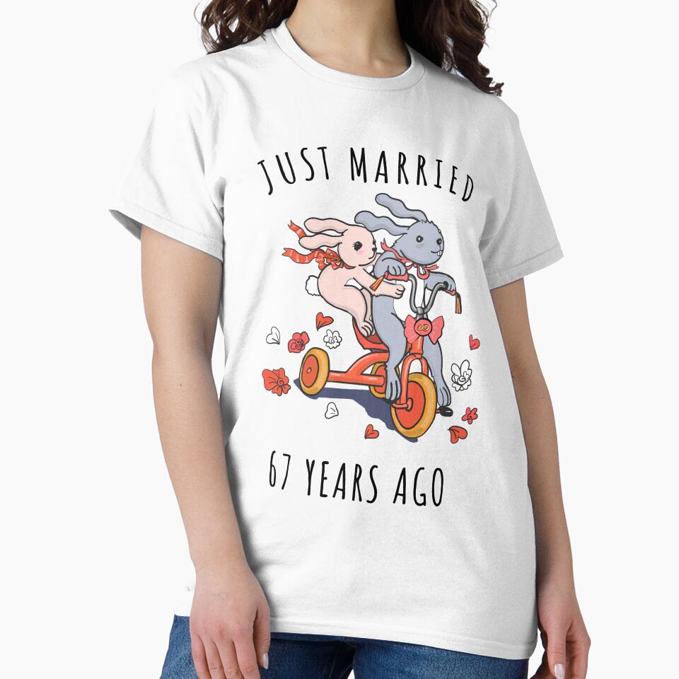 Just Married 67 Years Ago - 67th Anniversary Couple Bunnies Tee, Phone Cases And Other Gifts by MemWear